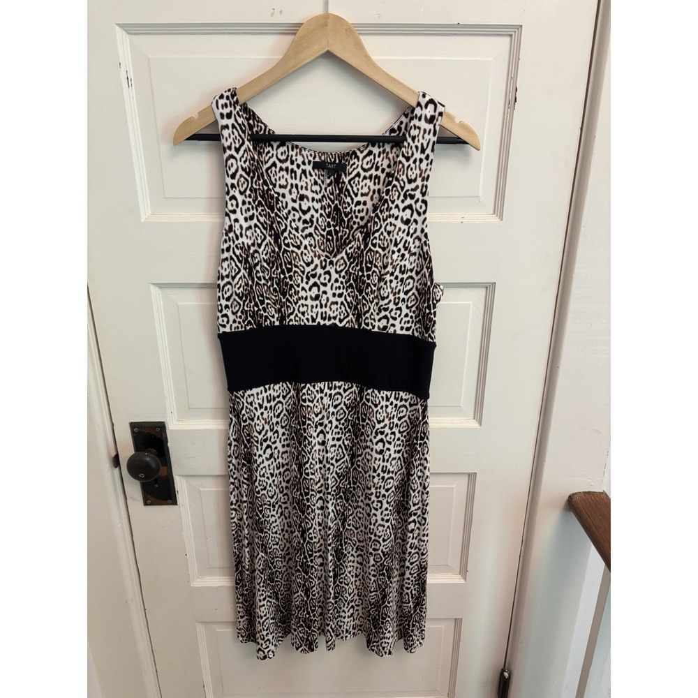 Tart Women's V-Neck Animal Print Dress Wide Waistband Stretch Size Large‎